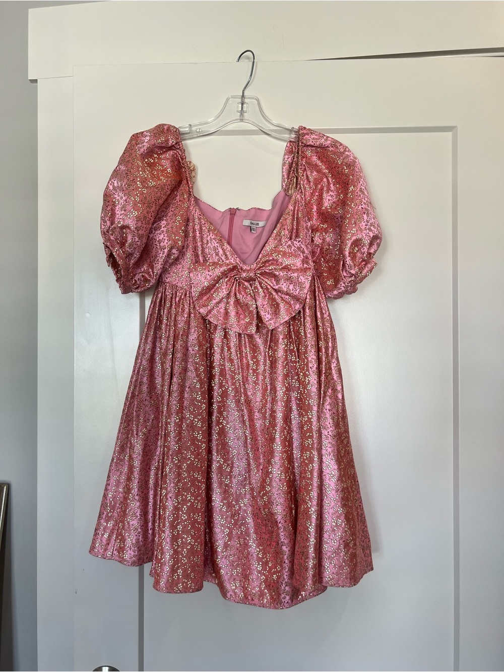 SAU LEE Arabella Jacquard Mini Dress in Candy Pink